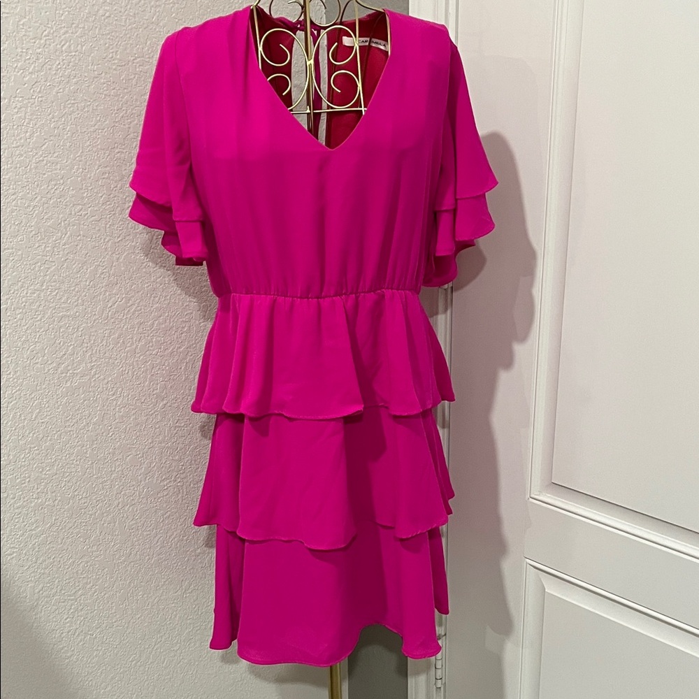 Caramela Fuchsia Layered Mini Dress